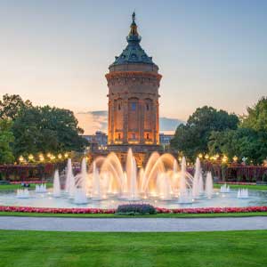 Historic water tower in Berlin at sunset, ideal for escort service photos in Berlin.