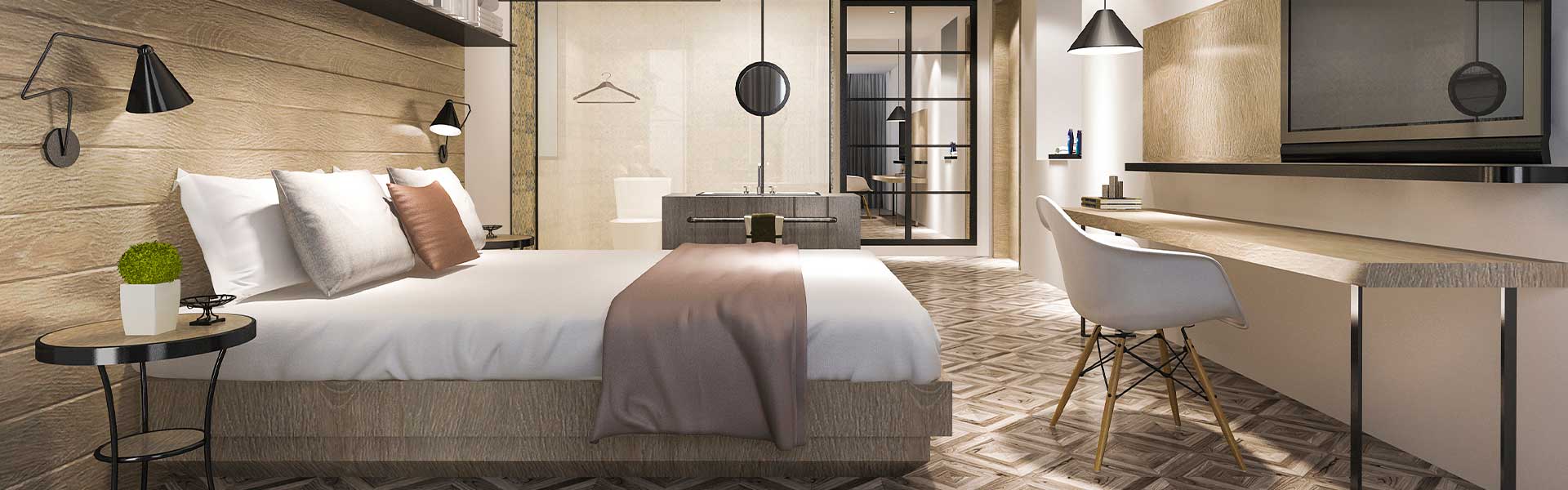 Elegant escort woman in a stylish, modern hotel room, ready to provide exclusive service. Perfect for clients seeking discreet companionship.